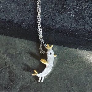 Sterling silver chick bird with gold wings